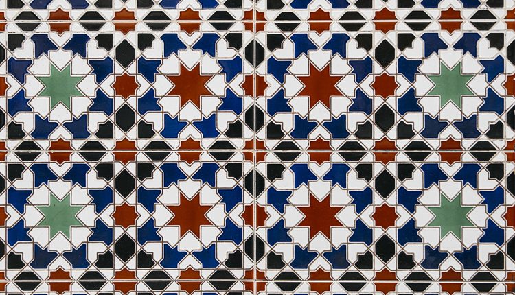 Nice moroccan mosaic tiles wall for background